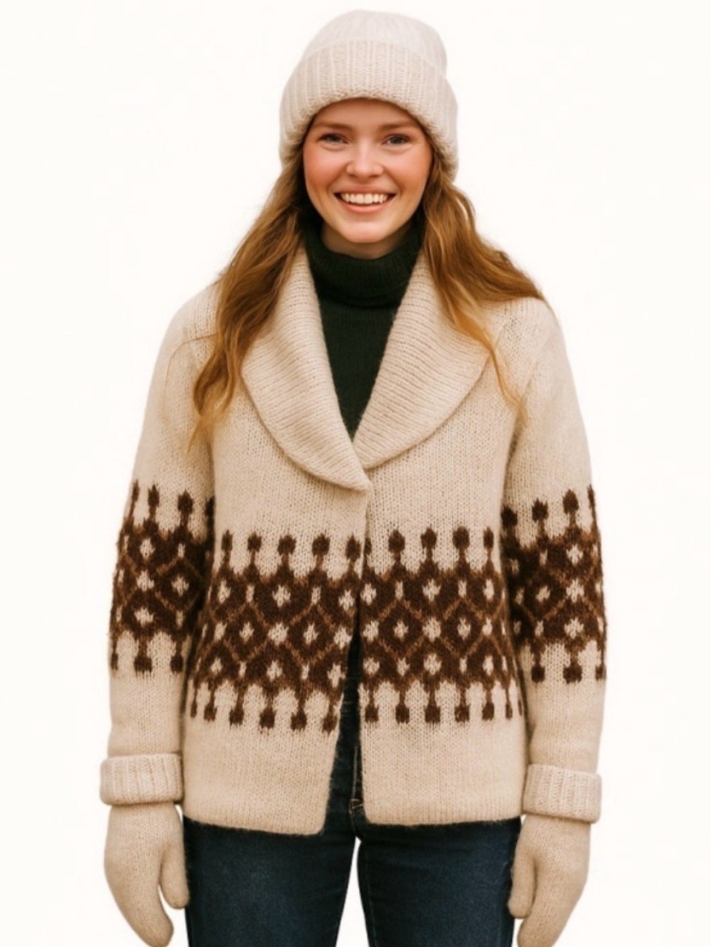 Vintage 70s/80s Iceland Wool Cardigan Sweater Scandinavian Heritage Knit Wear, M